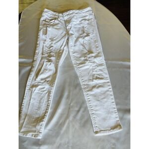 American Eagle Jegging  Size 0 Stretch Denim Cream Destroyed Distressed Cotton